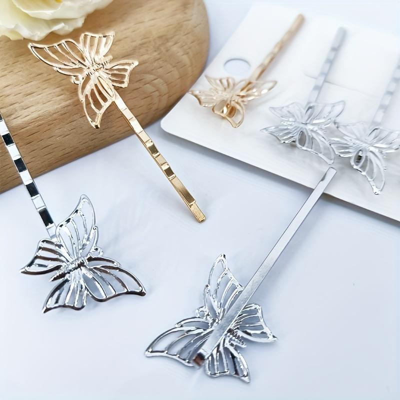 A Pack of 4 Hollow Butterfly Hairpins, Each Measuring 2.56 Inch