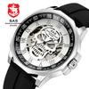 Shield Anchor Shark Sports Watch Men's Fashion 3D Skull Design Retro Mechanical Silicone Watch