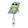 Cute Turtle Drinks Plays Badge Holder Nurse Acrylic Retractable Rotating Scroll Doctor Id Holder Card Badge Reel Clip Buckle
