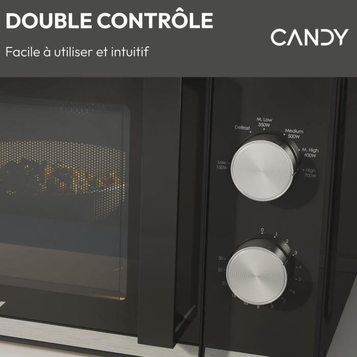Micro-ondes Candy Moderna CMW20TNMB 700 W 20L Noir - Fonction Décongélation - Plateau Tournant en Verre - 6 Niveaux de Puissance