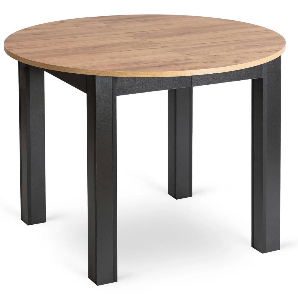 Harry Round Extendable Table 102-142 Cm Craft Oak/Black Modern