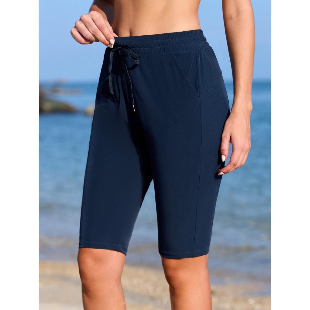 Charmleaks Шорты для плавания женские с карманами на шнурке женские шорты для плавания с подкладкой длиной до колена