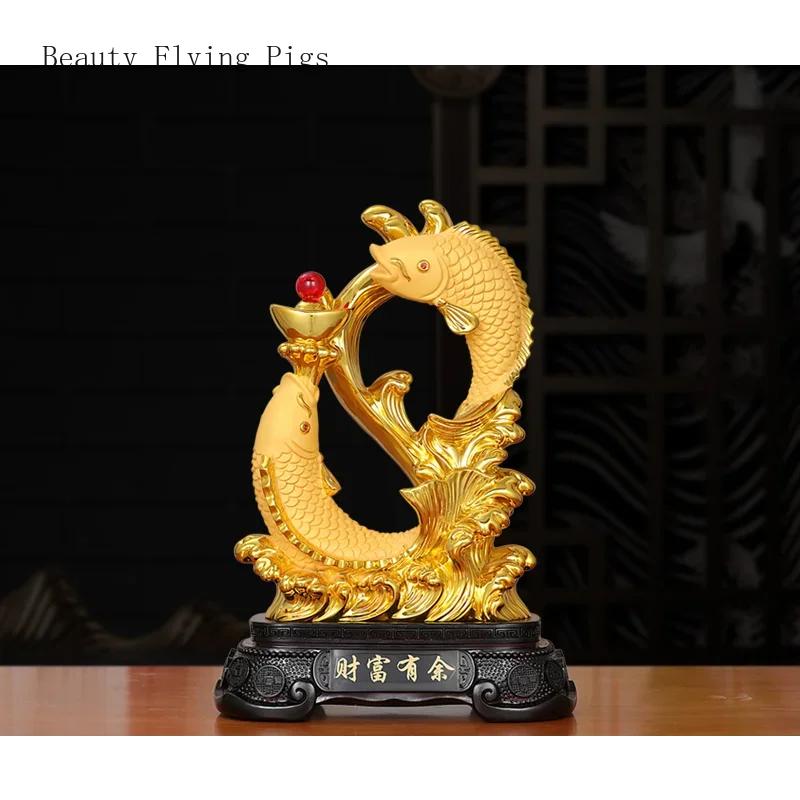 1 шт. китайский креативный смоляной золотой рыбный орнамент для дома, гостиной, рабочего стола, входа, винного шкафа, украшения, подарок на новоселье