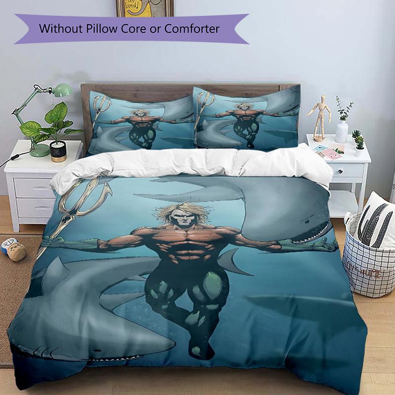 3pcs Aquaman Duvet Cover Set (1 Duvet Cover + 2 Pillowcases, No Core) - Comfortable, And Breathable Bedroom Decoration yy251104017