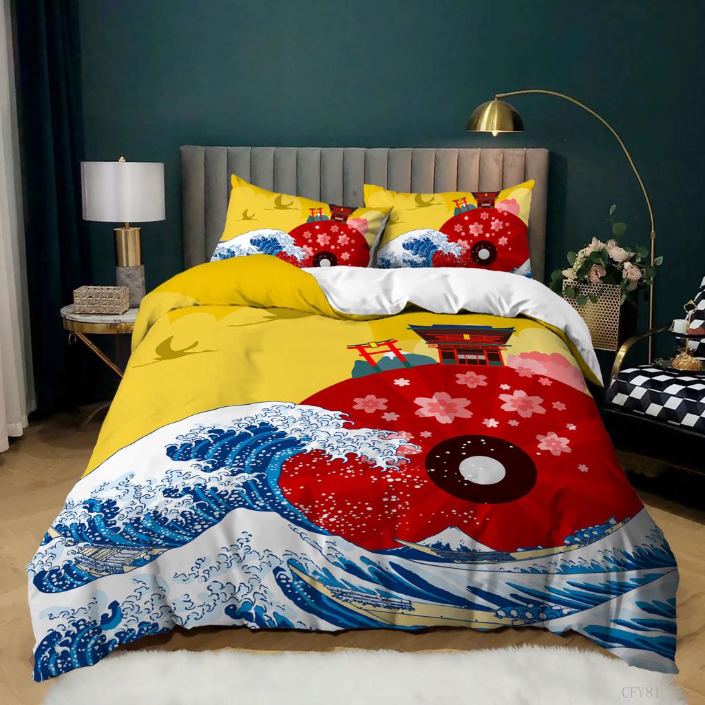 3D Landscape Pattern Quilt and Pillowcase 2/3 Pieces of Ink Painting Style Bedding AU180 * 210 Soft Home Decoration for Women's Rooms
