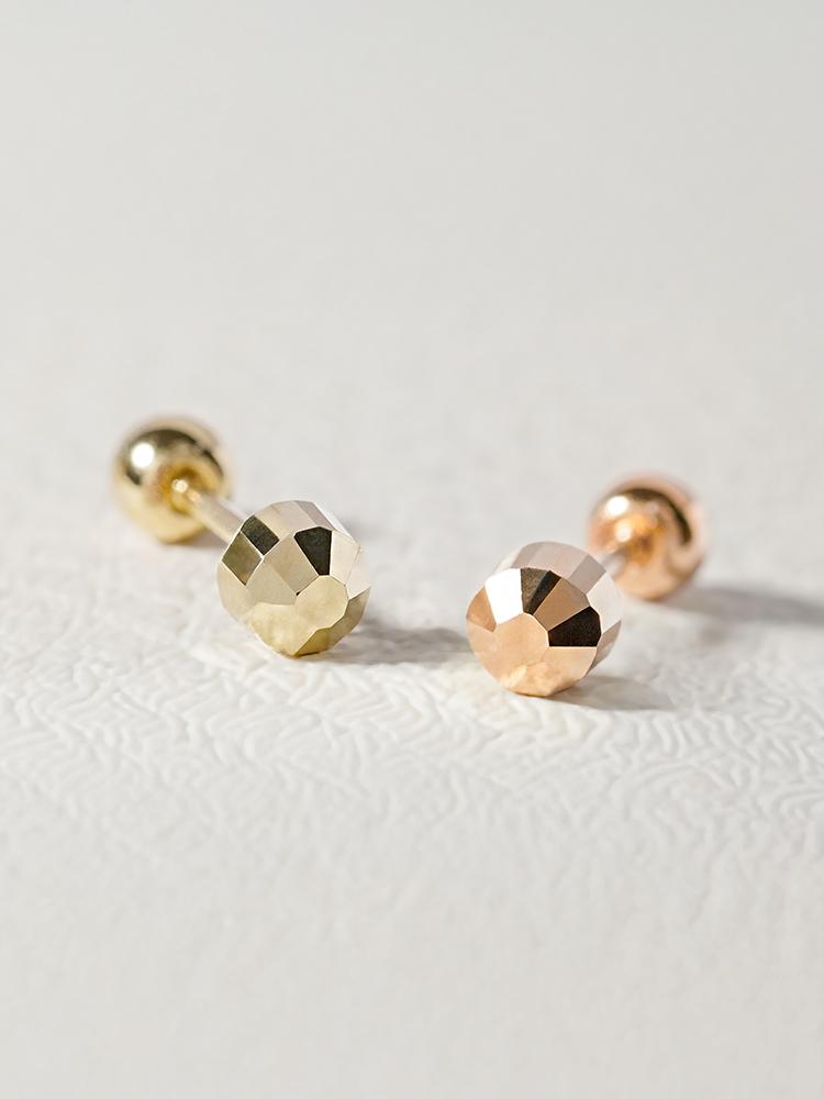 Минималпирсинг Серьги-гвоздики 14K Сияющие Круглой огранки