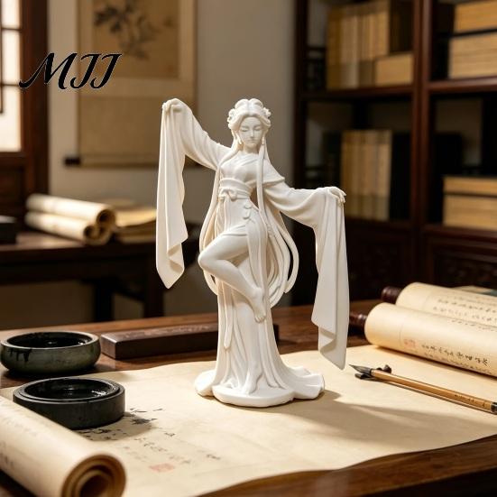 Изысканная фигурка в древнем стиле, 3D-печатное украшение Китайский танцор, Элегантная фигурка с рукавами в виде текущей воды, Настольное украшение, Традиционное восточное