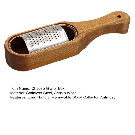 Коробка для терки для сыра из нержавеющей стали, деревянная терка с длинной ручкой, съемный измельчитель древесины акации, инструмент для измельчения сыра