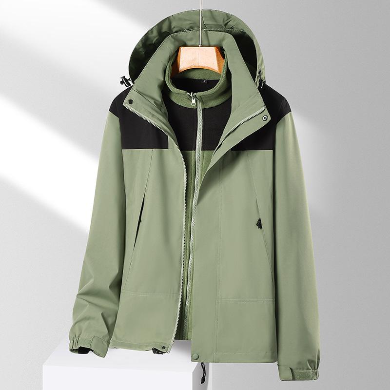 Осень и зима новая куртка три-в-одном уличная парная куртка съемный капюшон водонепроницаемая ветрозащитная куртка