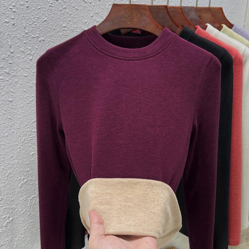 Женская блузка с круглым вырезом из немецкого бархата, с длинными рукавами, для осени и зимы, новый темперамент, женская одежда, шелковый кашемировый термотоп