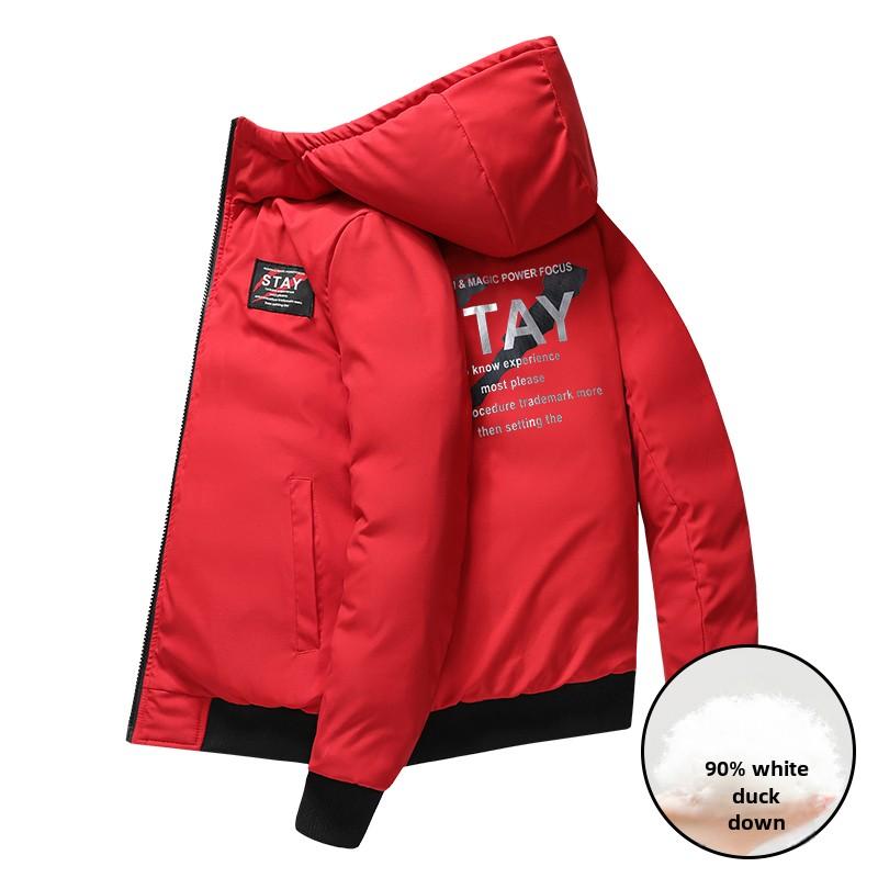 Мужская хлопковая куртка в хип-хоп стиле, модная, универсальная, двусторонняя, на подкладке, с утеплителем из пуха белой утки, теплая парка, зимняя мужская одежда