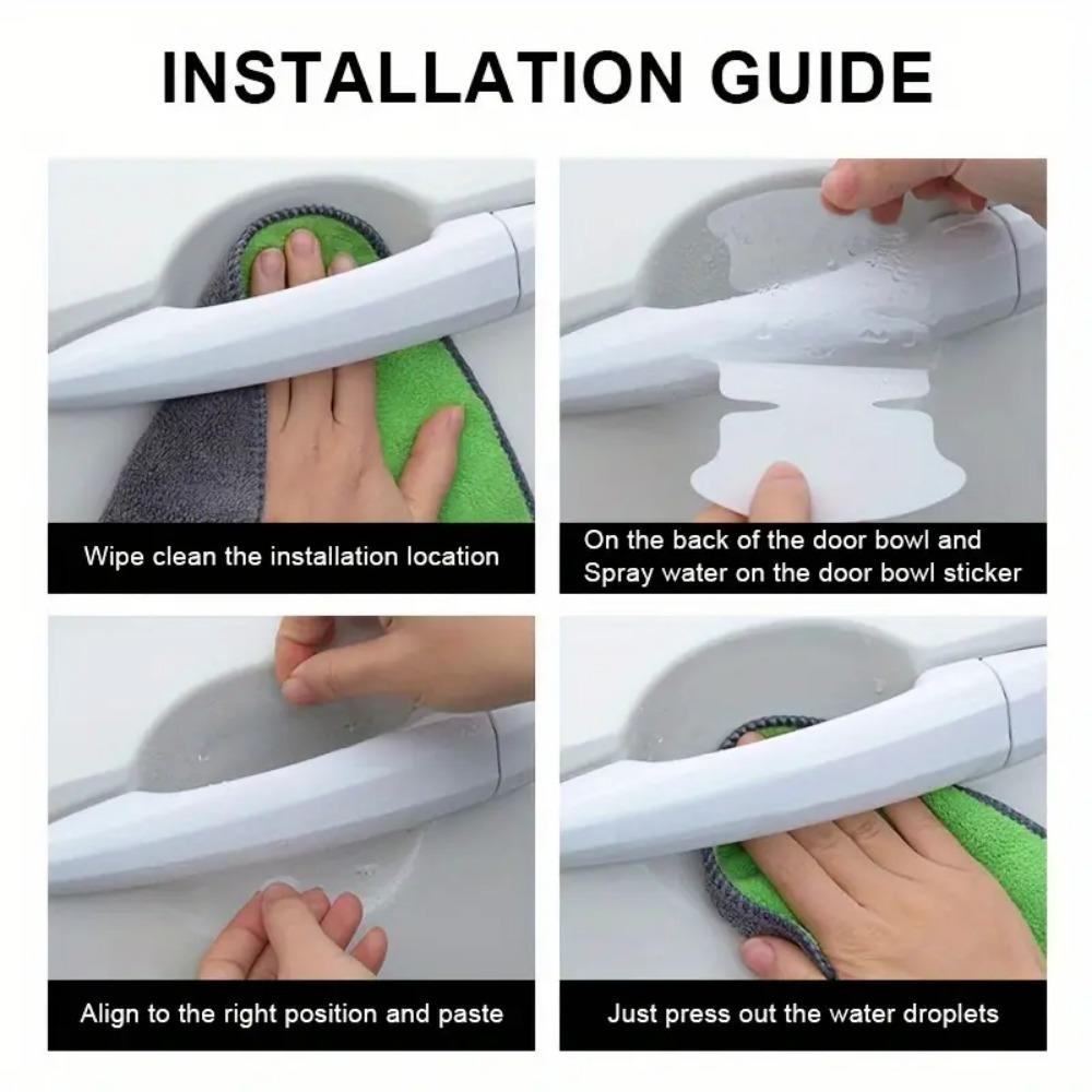 8 шт./комплект Наклеек на ручки дверей, Устойчивые к царапинам ручки, Наклейки на углубление ручки, Декоративные пленки, Защитное оборудование для автомобиля