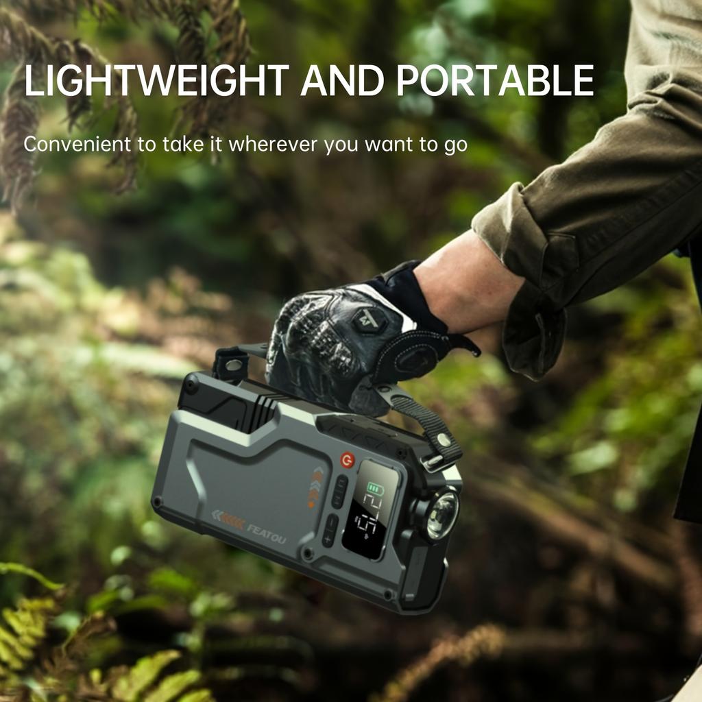 5000A Car Starter with Air Pump, 5-in-1 Function Starter Box, 150PSI Starter Battery Pack with Digital Tire Charger, Portable Car Battery Charger