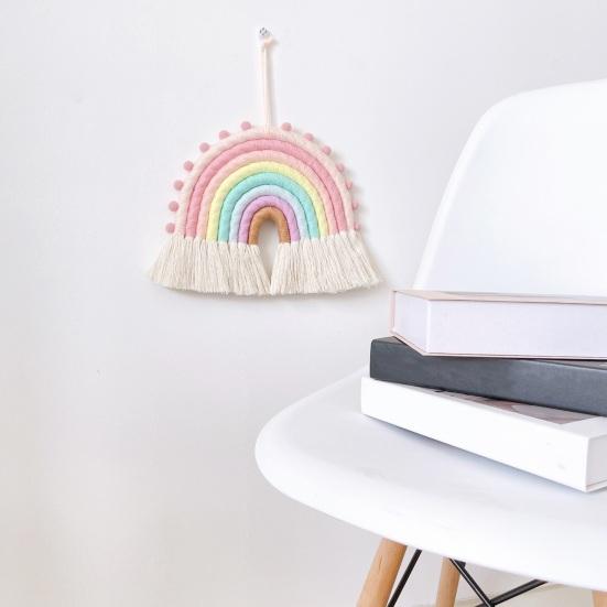 Rainbow Pendant Eye-catching Boho Styles Rainbow Hanging Ornament Cotton Rope Wall Pendant for Home Decoration