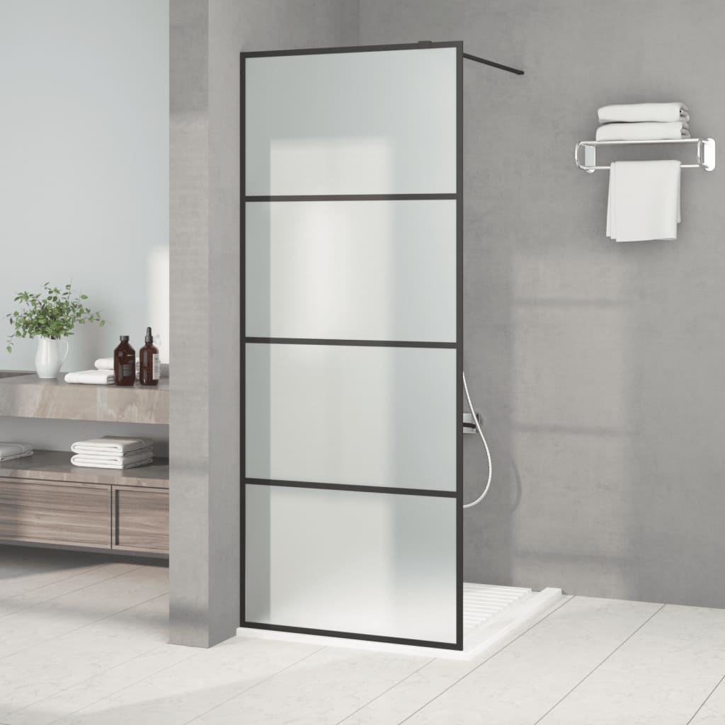 Walk In Shower Screen in Black 80 x 195 cm Matte ESG Glass