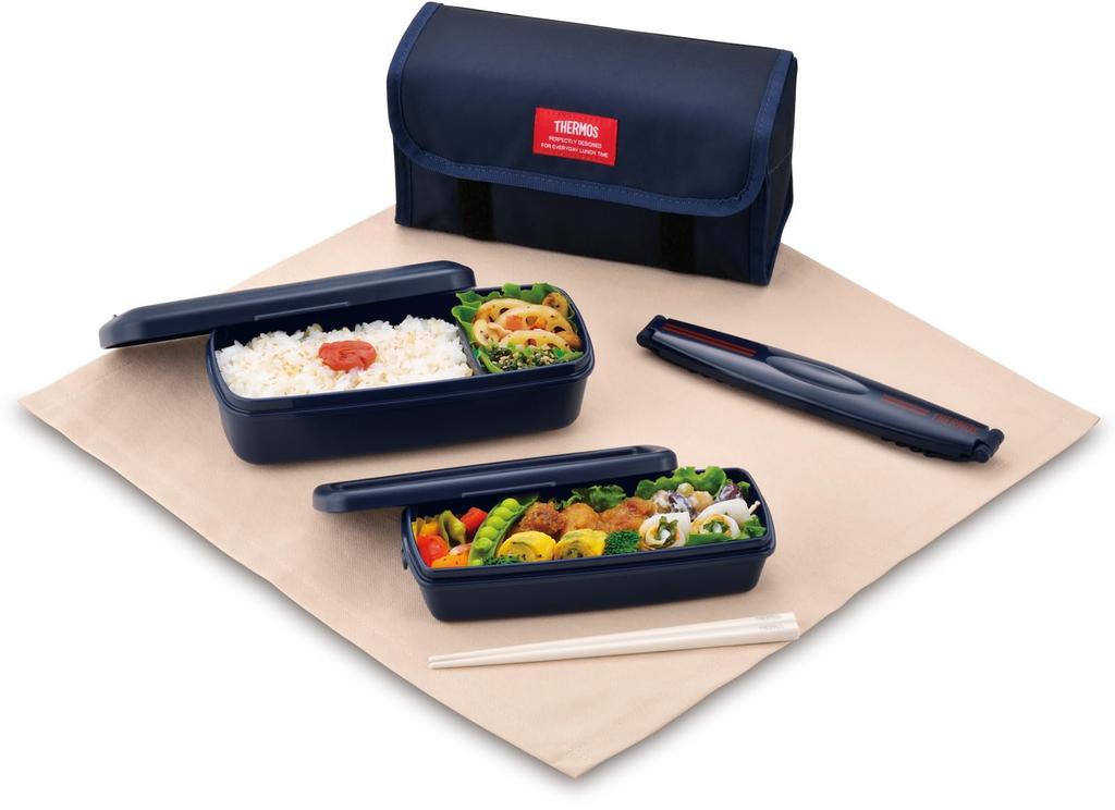 Thermos Fresh Lunch Deep DPNV 2-tier Box, 900ml, Navy, DJB-906W