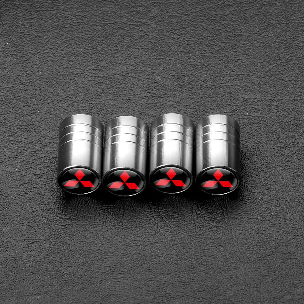 rvcr3 4Pcs Metal Car Wheel Tire Stem Valve Caps Auto Accessories For Mitsubishi 9 Ralliart X EX ASX L200 Colt Outlander Pajero Lancer