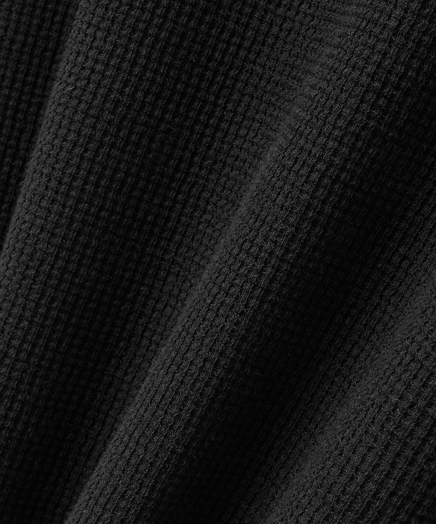Укороченная футболка-henley с вафельной текстурой LXT [Черная]