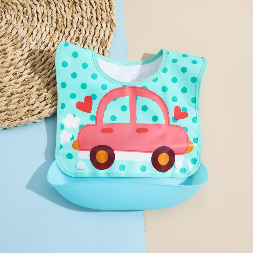 Baby food bib Baby waterproof bib three-dimensional detachable food food pocket Child child saliva pocket