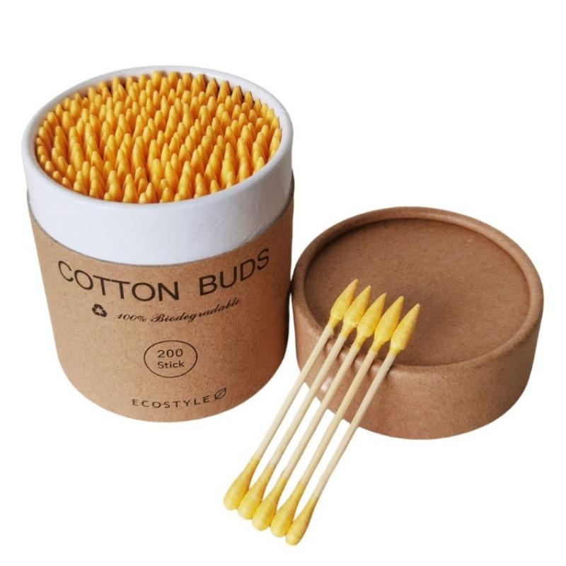 200 Round and Pointed Double-headed Cotton Swab Sticks In A Colored Paper Box Disposable Makeup Remover
