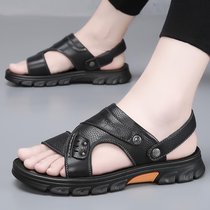 Модные мужские сандалии, тапочки из натуральной коровьей кожи, летняя мужская обувь, повседневные сандалии для отдыха на природе, пляжная обувь, большой размер 38-47
