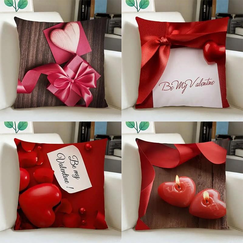 Valentines HeartShaped Decorative Pillow Covers Pattern Cushion Cover Suitable for Sofa Bedroom Car Pillow Cover