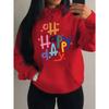 Счастливый день Красочное искусство Принт букв Женское худи Хип-хоп Многоцветное худи Осенний пуловер Карман Женские худи