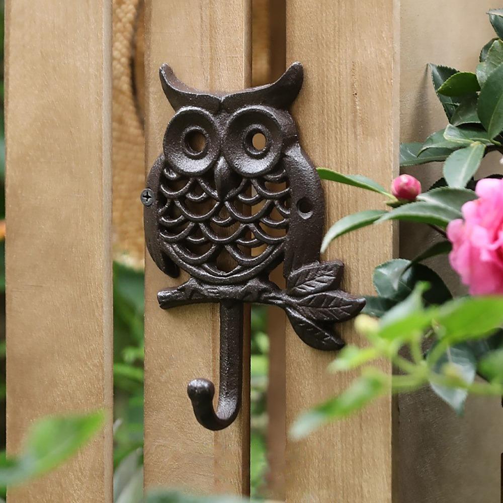Owl Cast Iron Wall Hooks Wall Mounted Heavy Duty Wall Hanger Decorative Wall Hook for Bathroom