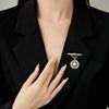 New micro-inlaid zircon geometric niche Libra pendant brooch temperament elegant freshwater pearl suit coat accessories