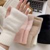 Unisex Warm Soft Winter Outdoor Sports Half Finger Plush Gloves Fleece Fingerless Gloves