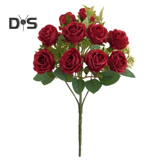 Eco-friendly Artificial Flower 10 Heads Attractive Single Branch Simulation Rose Flower Ornament