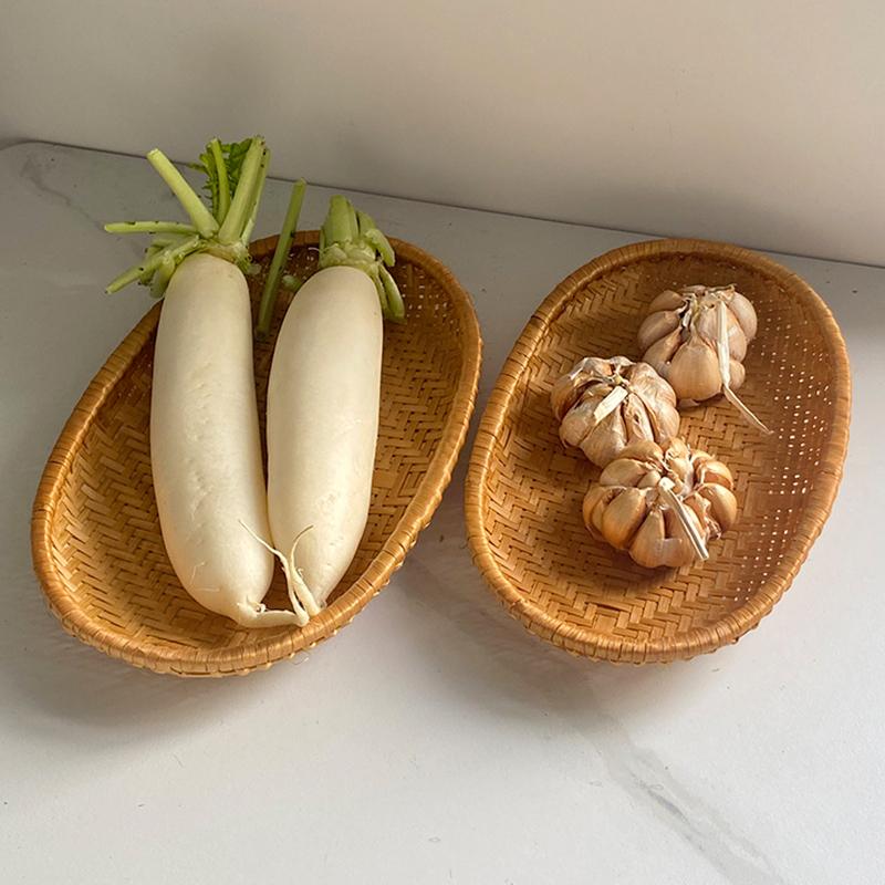 1 шт. плетеная вручную практичная емкость для сбора капель, вместительная полка для десертов, кухонные принадлежности, фруктовая тарелка, ротанговая корзина для хранения, плетеный поднос