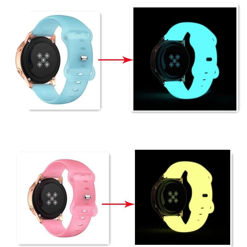 20-мм силиконовый светящийся браслет для Samsung Galaxy Watch 4 5 40 44 мм / Watch4 Classic 42 46 мм Спортивный ремешок для запястья Correa