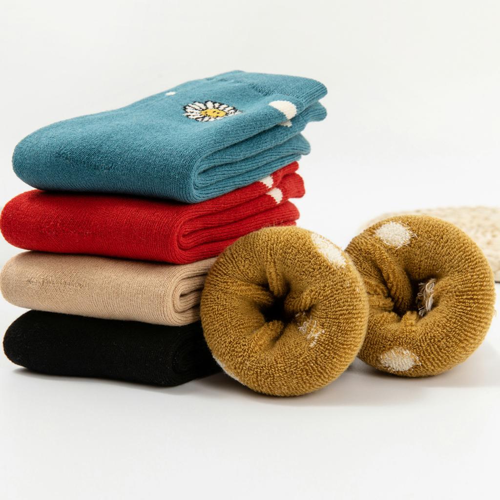 5 pairs of children's mid tube towel socks