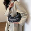Ретро Мягкая Джинсовая Сумка Под Мышку для Женщин Модная Цепочка Плечевая Сумка Маленькая Квадратная Сумка-Тоут Сумка