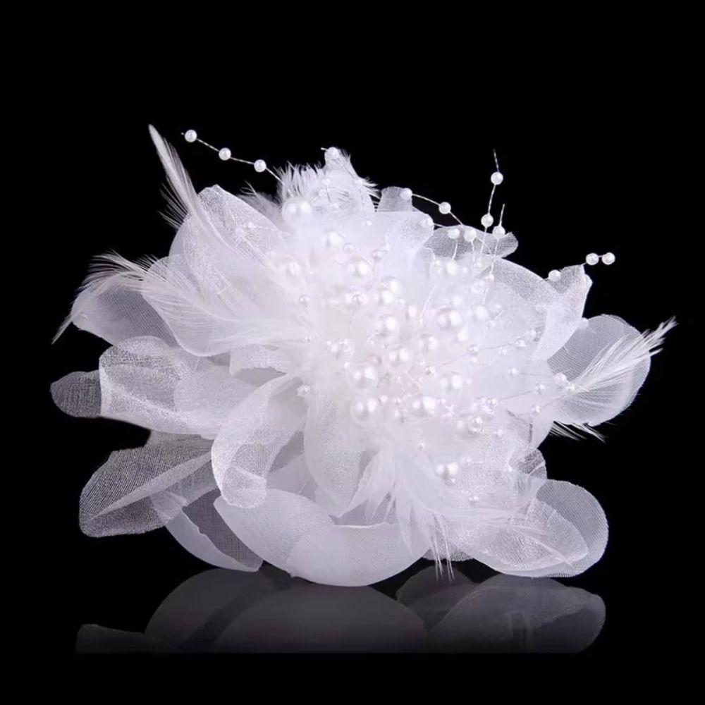 Large Women's Corsage Solid Color Lapel Pin Fashion Feather Fabric