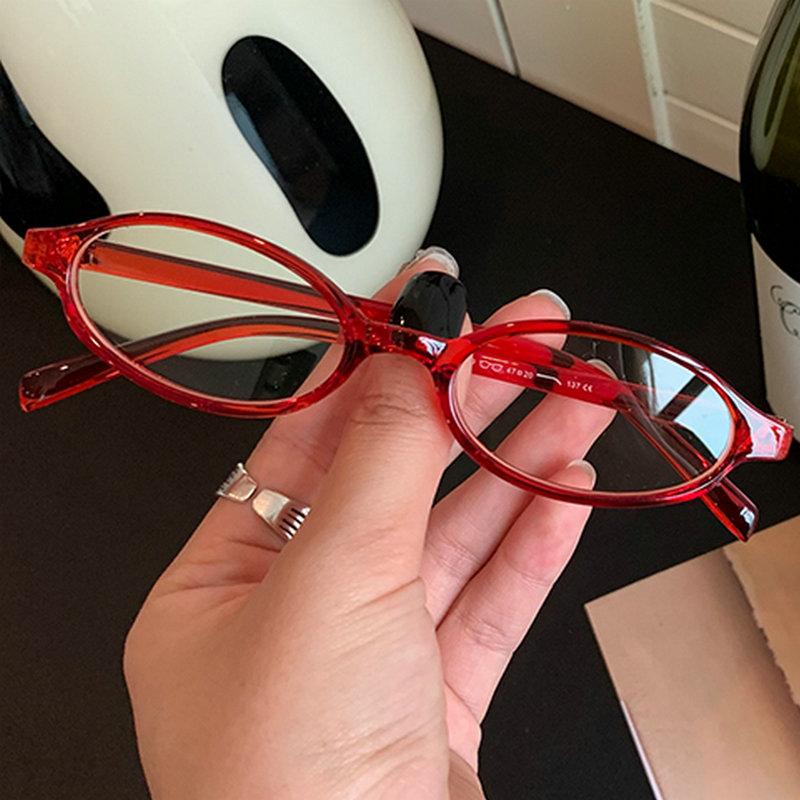 Женские ретро овальные очки Y2K японские и корейские девушки красная зеленая оправа стекло очки декоративные компьютерные очки с защитой от синего света