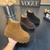 Нескользящие теплые зимние ботинки для женщин, новые осенне-зимние, бархатные, на толстой подошве, модные, универсальные, с темпераментом, короткие ботинки