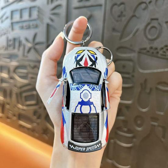 Брелок для ключей в виде гоночной машины с открывающимися дверями Yousheng, детский мини-игрушечный спортивный автомобиль с инерционным механизмом, держатель для ключей, подвеска для рюкзака, сумки, украшение