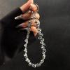 Glitter Crystal Bead Keychain Transparent Phone Lanyard Wrist Crystal Chain  for Women Girls