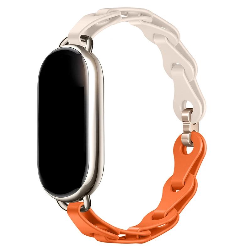 Резиновый ремешок для Xiaomi Mi Band 8 Браслет с пряжкой из нержавеющей стали для Miband 8 NFC Модный женский стиль Запасной силиконовый ремешок
