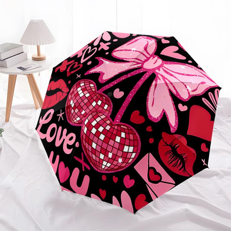 1pc Cherish Love Automatic Open/Close Umbrella - Compact Travel Umbrella, Gift for Birthday, Holiday yy260106066