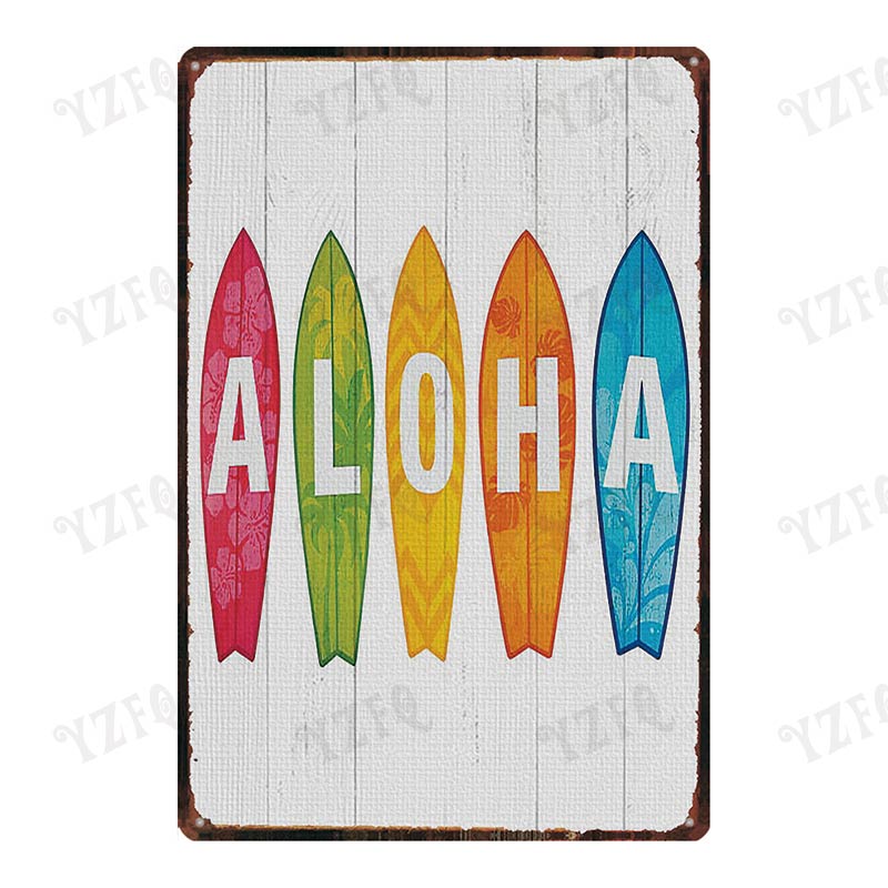 Aloha  Vintage Tin Sign Metal Plates For Wall Art Retro Home Living Room Decor Poster 30X20CM DU-4007A