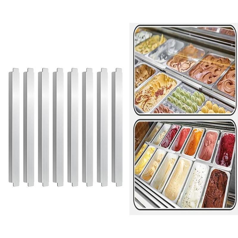 8Pcs Stainless Steel Kitchen Shelf Divider Bar Metal Food Organizers Steam Table Pan Brackets Food Service Accessories