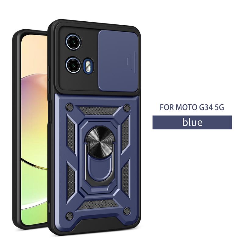 Для Motorola Moto G34 5G чехол Armor Magnetic Ring Stand Phone Cases для Moto G34 G 34 MotoG34 5G Slide Camera Protective Back Cover