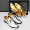 Fashion Men's Casual Leather Shoes Classic Business Dress Shoes Lace Up Oxford Shoe Fashion Banquet Party Shoes Gold Silver Wedding Shoe
