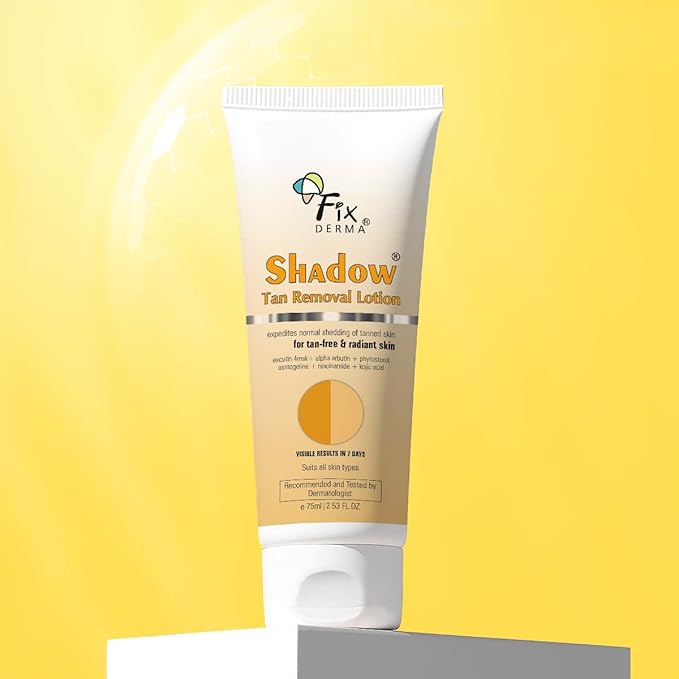 Fixderma Лосьон для удаления автозагара Shadow Tan 75 мл, Осветляющий и Омолаживающий для Лица, Мягкое Отшелушивание, Гладкая и Чистая Кожа | Для Всех Типов Кожи