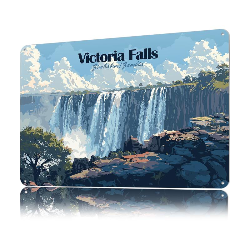 Victoria Falls Tinplate Poster Customized Wall Art Retro Vintage Metal Signs for Fans House Office Decor Room Garage Decorations