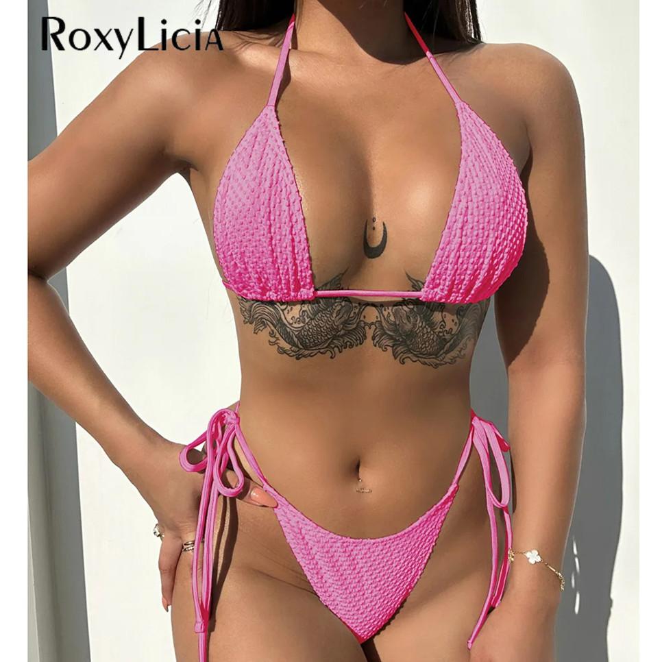 Sexy New Halter High Leg Cut Mini Bikini Female Swimsuit Women Swimwear Two-pieces Bikini Set Bather Bathing Suit Swim