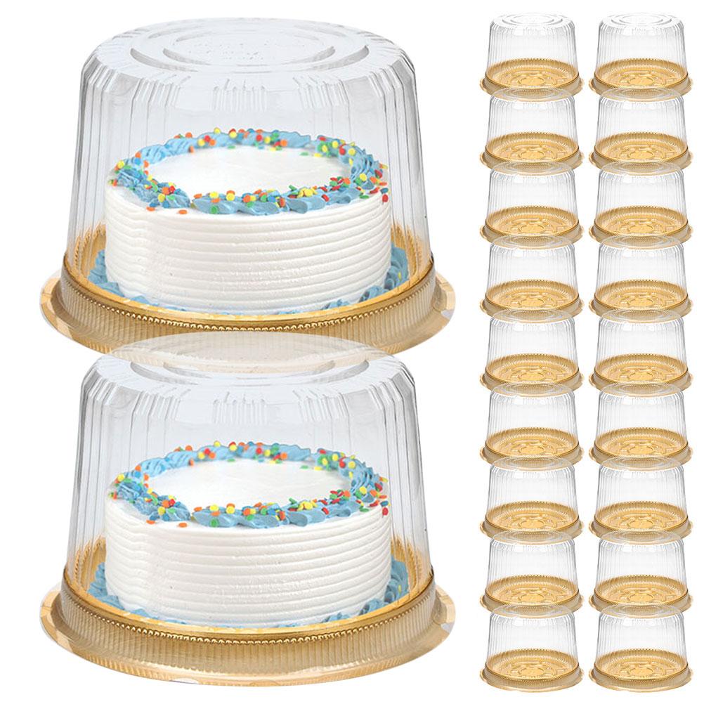 50 Pcs Cake Box Containers with Lids Packing Holder Slice Disposable Carrier Golden Boxes Clear Child